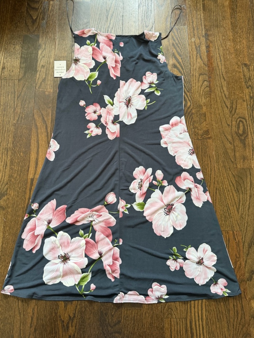 Perceptions Black Sleeveless Mini Dress with Pink Floral Print - Picture 2 of 6